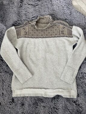 Free People Cream and Gray Knit Sweater